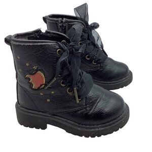 Disney Combat Moto Boots Girls Size 7 Toddler Descendants 3 Black Faux Leather